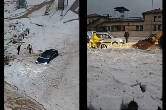 Turcia, lovită de vreme extremă. Grindina a acoperit străzile, iar în unele orașe a fost strânsă cu excavatorul- VIDEO